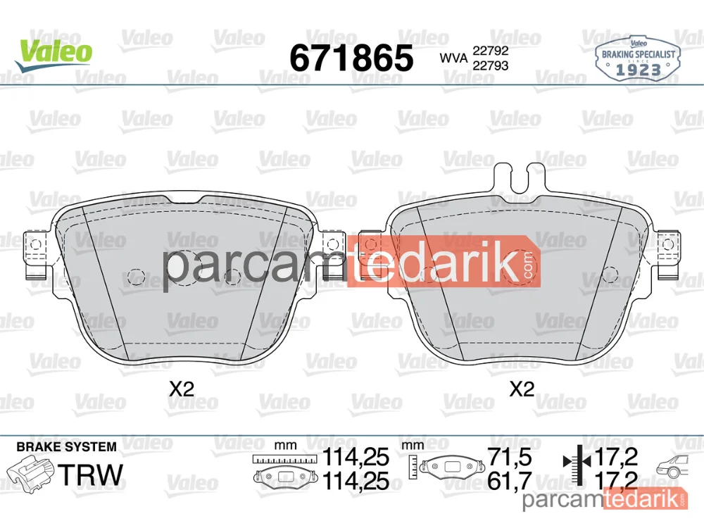 671865 | Fren Balatası (Arka) — Mercedes-Benz E-Serisi, Mercedes-Benz E-Serisi T-Model, Mercedes-Benz Cls